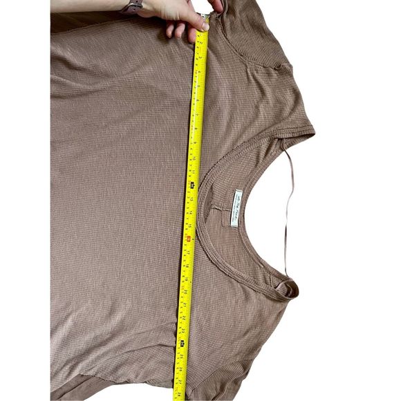 Free People We the Free Special Tee Medium Choco Latte Thermal Boho Oversized - Picture 3 of 13